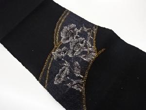 手織り真綿紬花々模様織出し名古屋帯